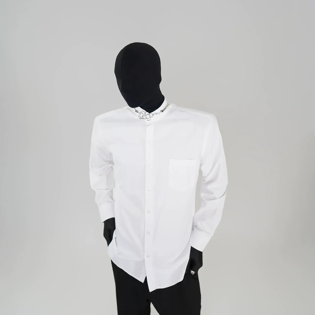 Standing-Neck Wrinkle-Resistant Long Sleeve Shirt