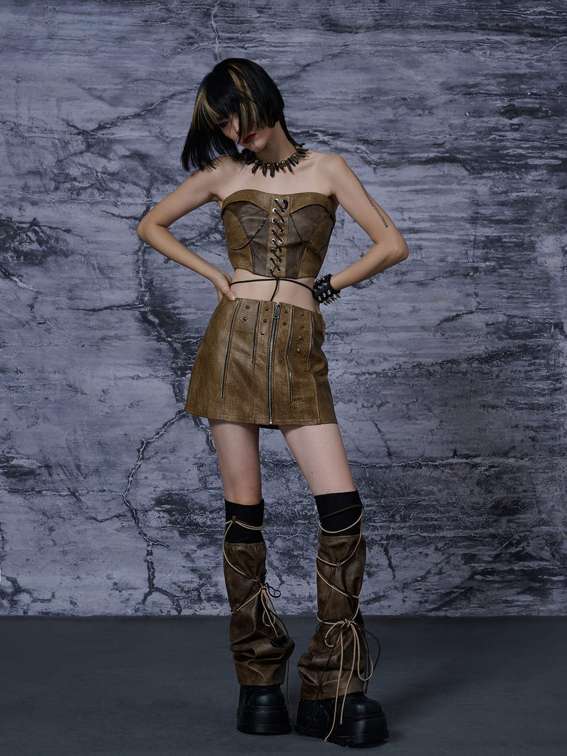 Heavy PU Leather Padded Slim Bustier