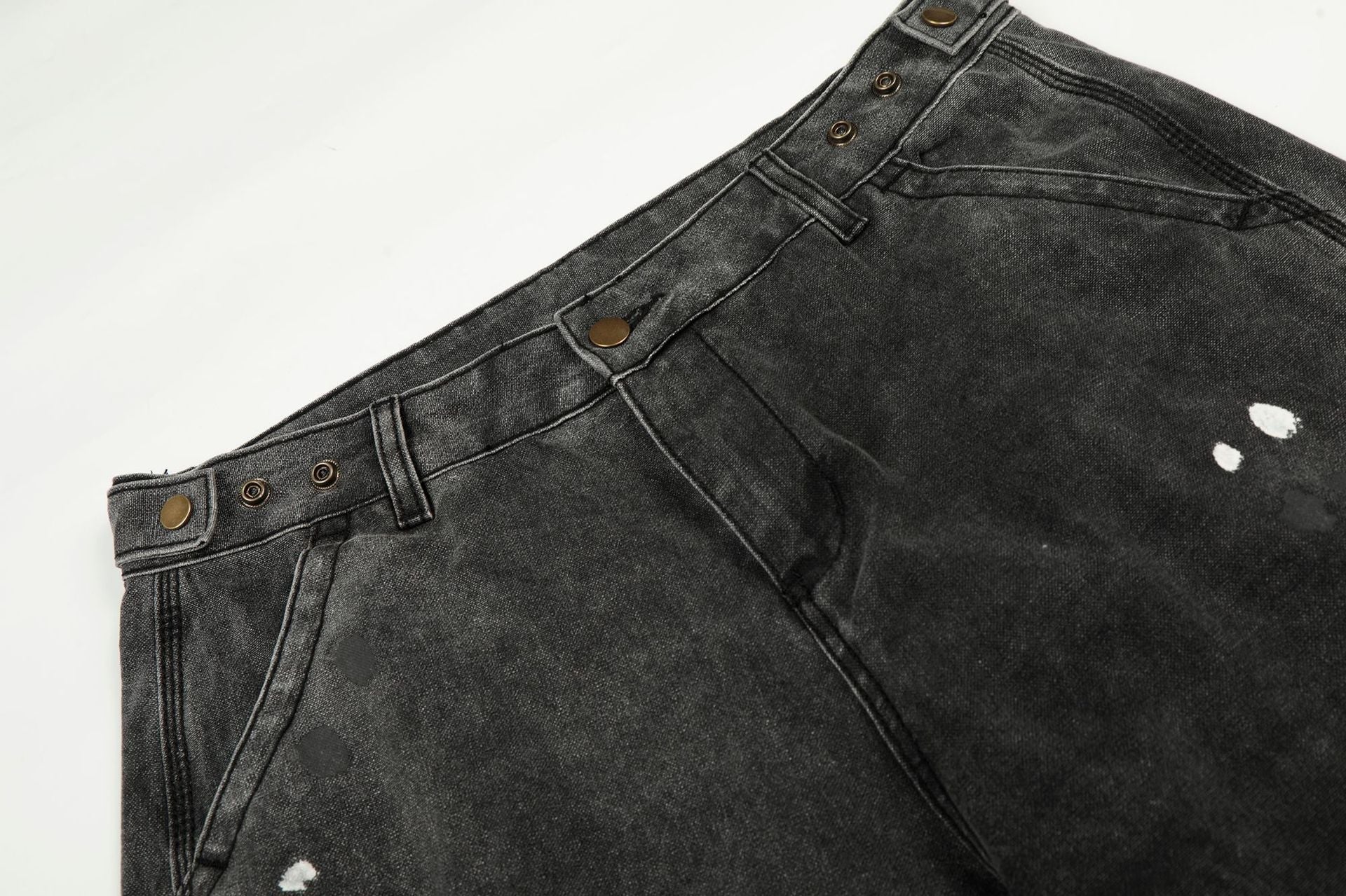 Washed Paint Straight Denim Jeans