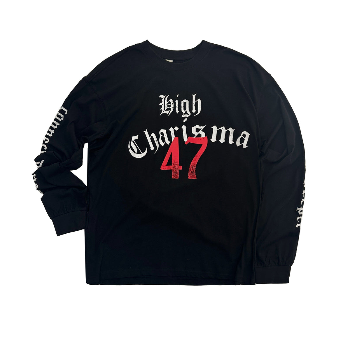 Gothic Print Damage Long Sleeve T-Shirt