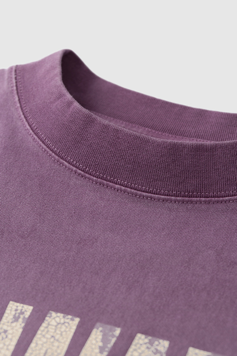 Camiseta estampada con efecto lavado y estampado agrietado