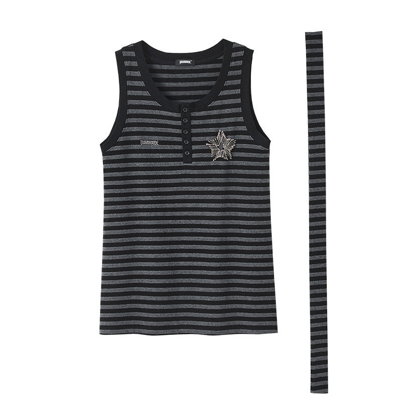 Star Stripe Oversize Long Sleeve T-Shirt & Tank Top