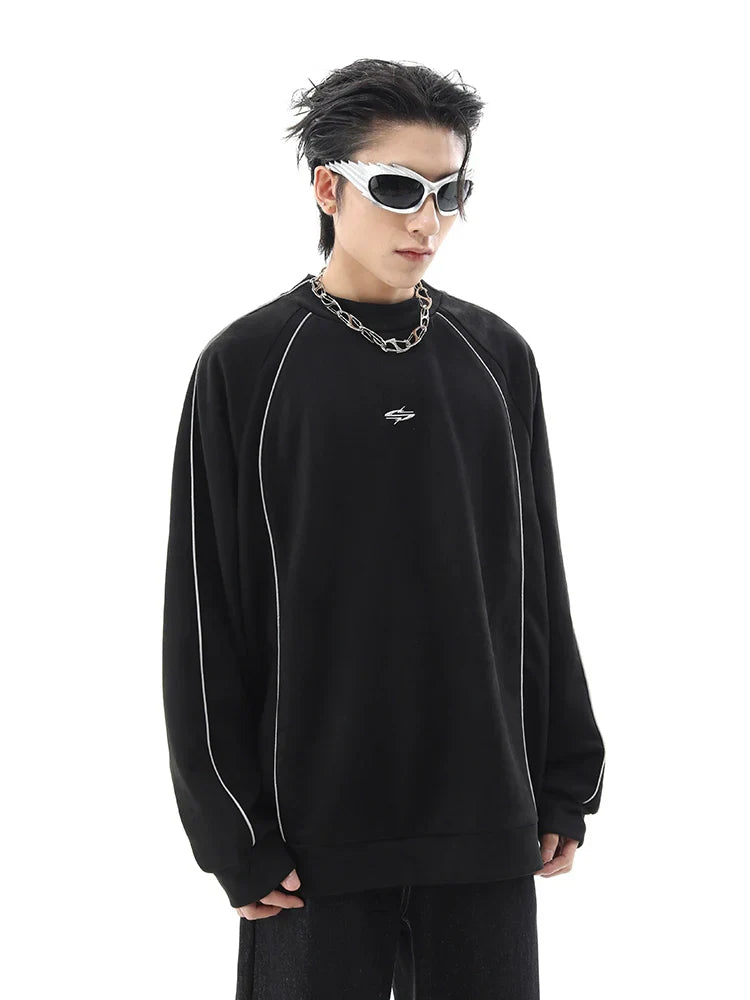 Reflective Suede Oversize Pullover Sweatshirt