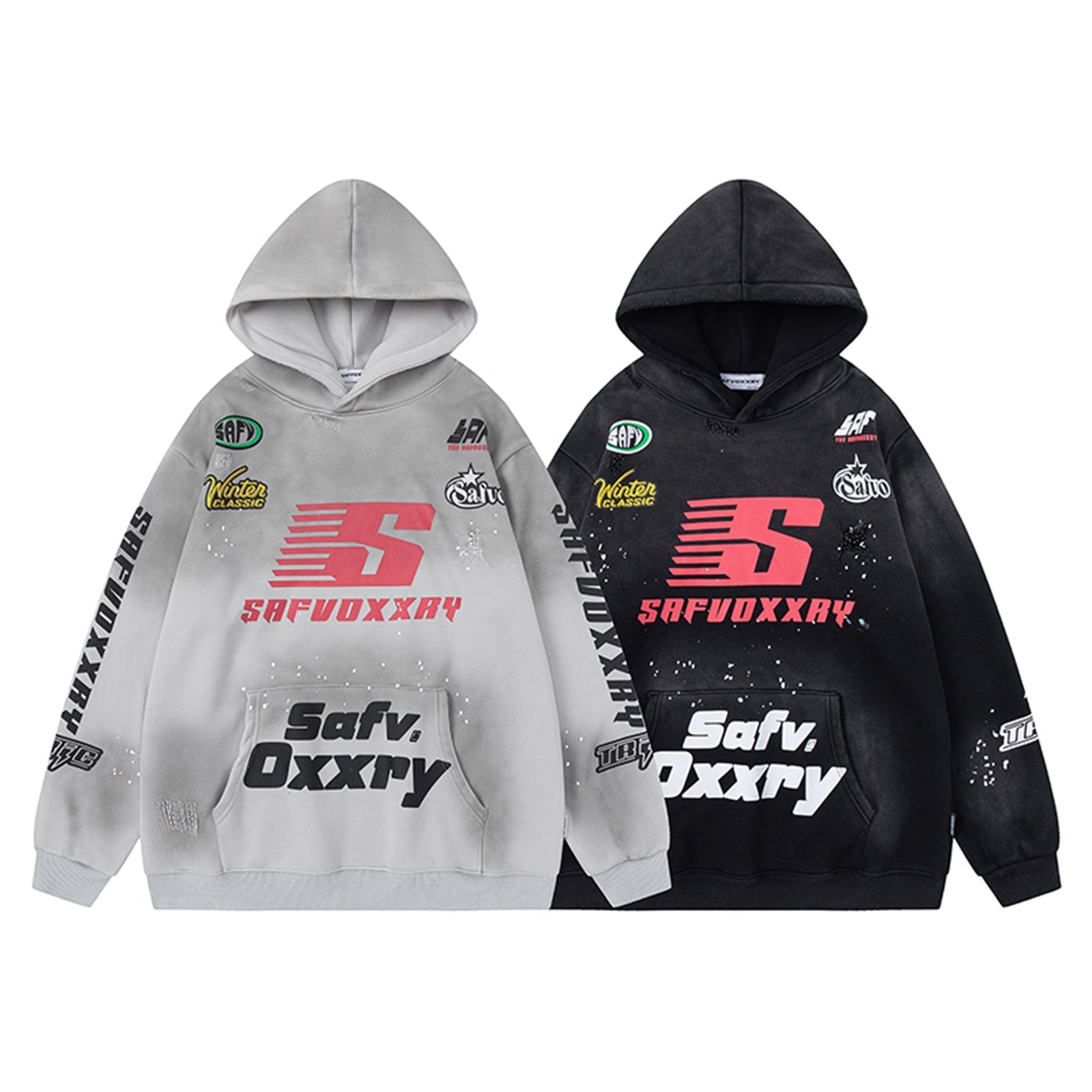 Letter Print Fleece Oversize Pullover Hoodie