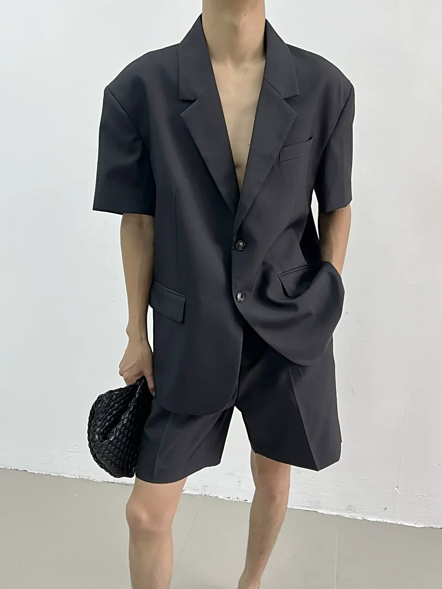 Oversize Short Sleeve Shirt Jacket & Center Press Shorts Setup