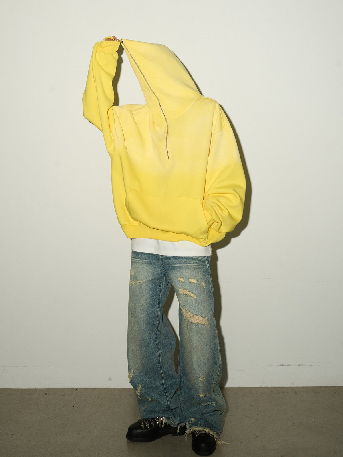 Gradient Half-Zip Design Hoodie