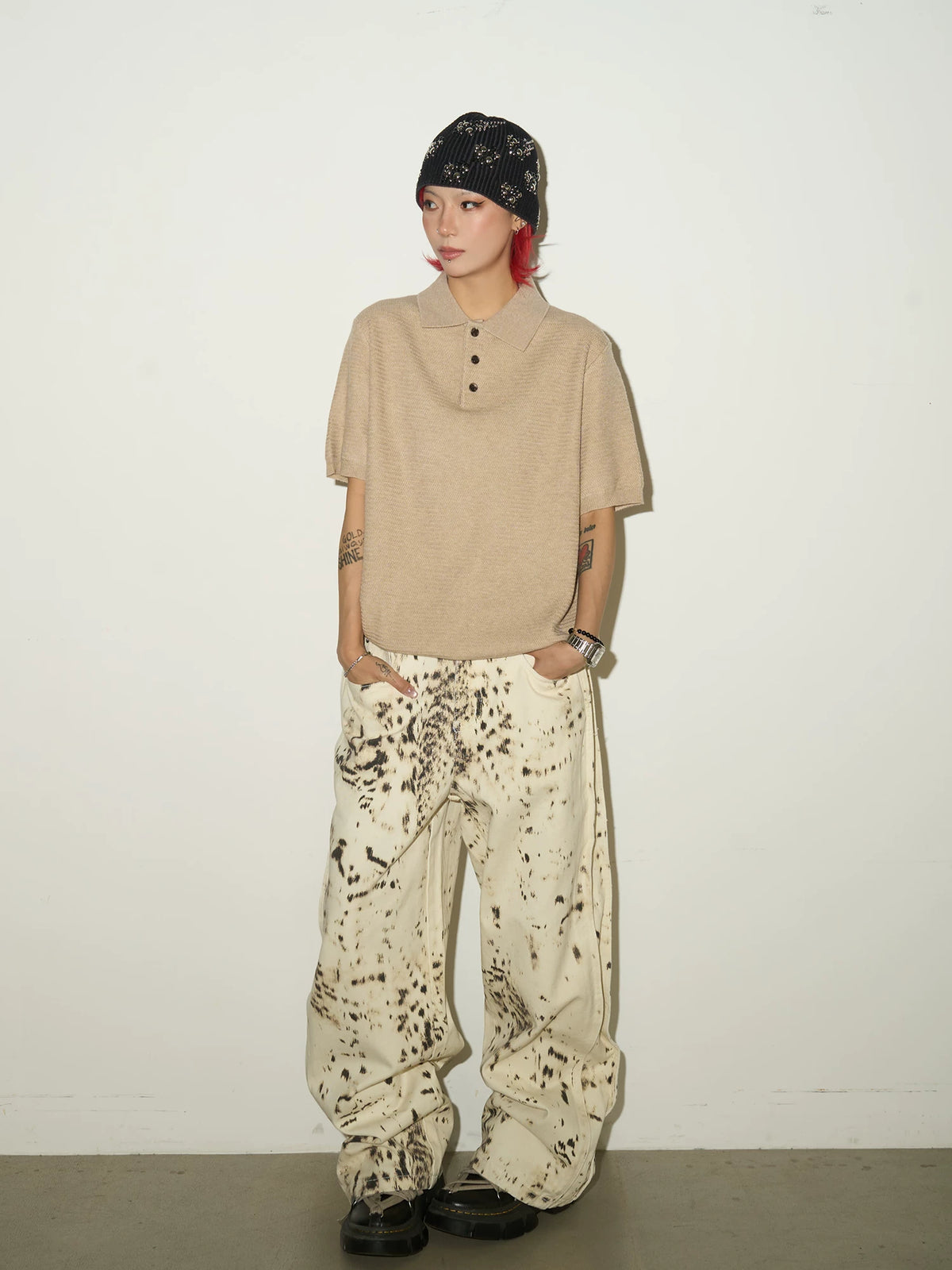 Blend Texture Polo Knit Polo Shirt