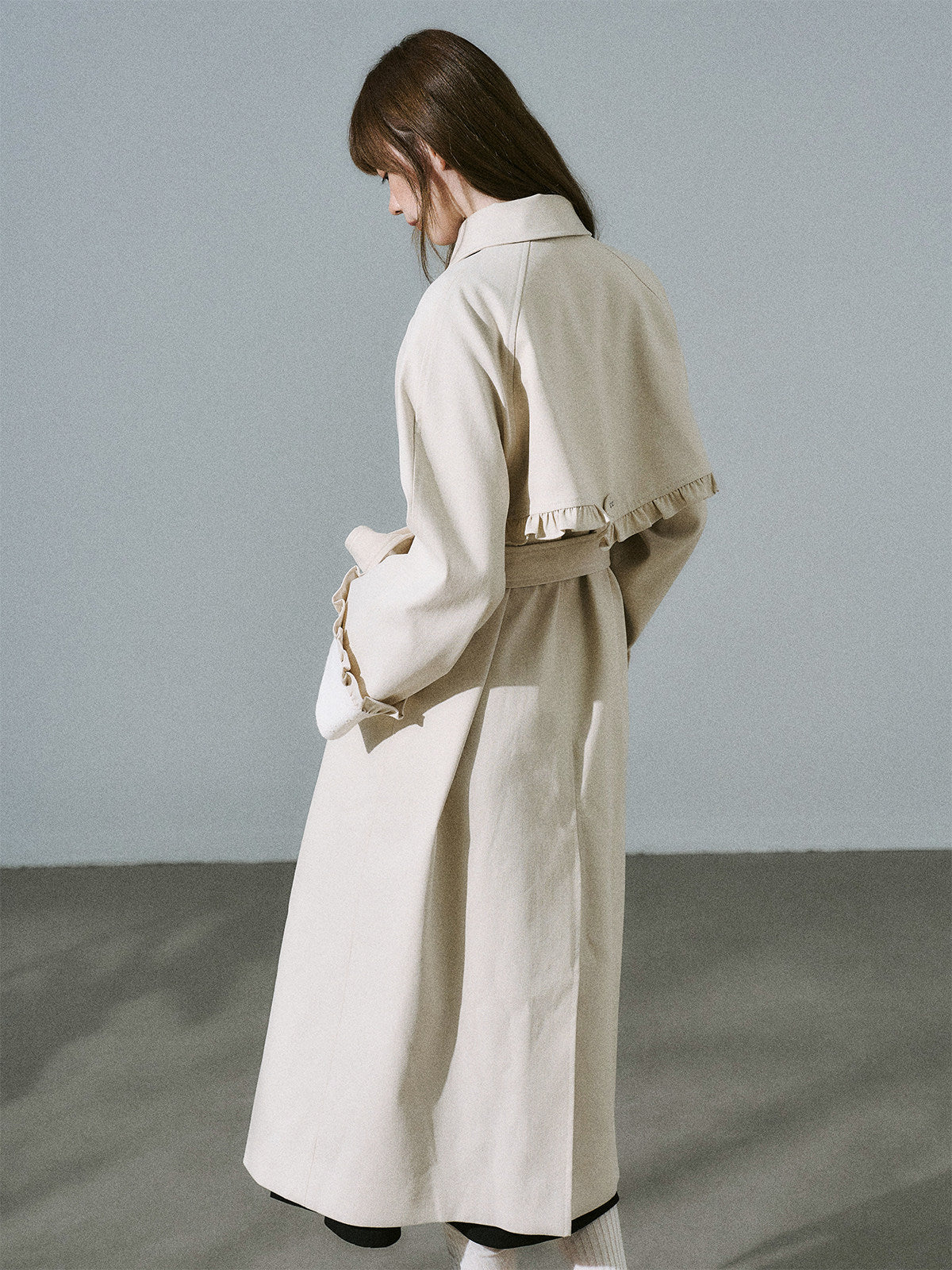 Lyocell Cotton Flower Bud Patchwork Ruffle Coat