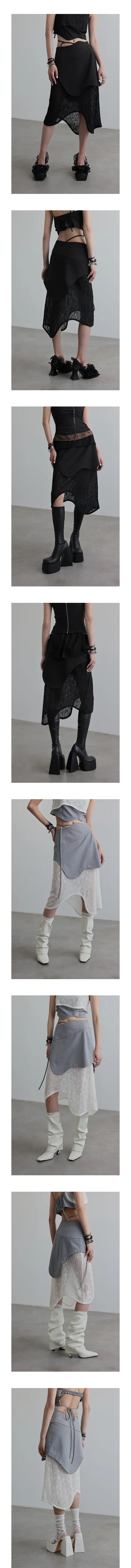 Fake Layered Sheer Lace Skirt