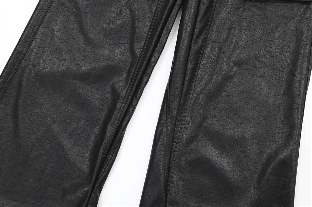 Black Leather Cargo Pants