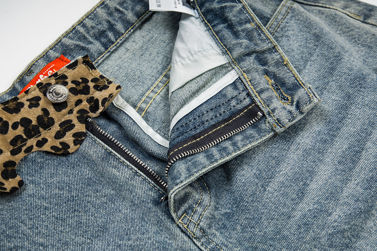 Leopard Print Damage Jort