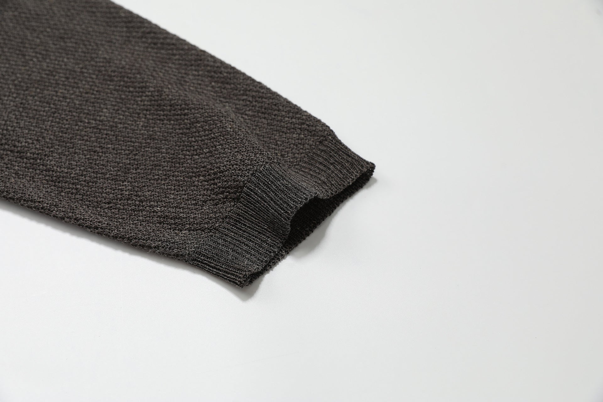 Openwork Linen Henley Neck Knit Sweater