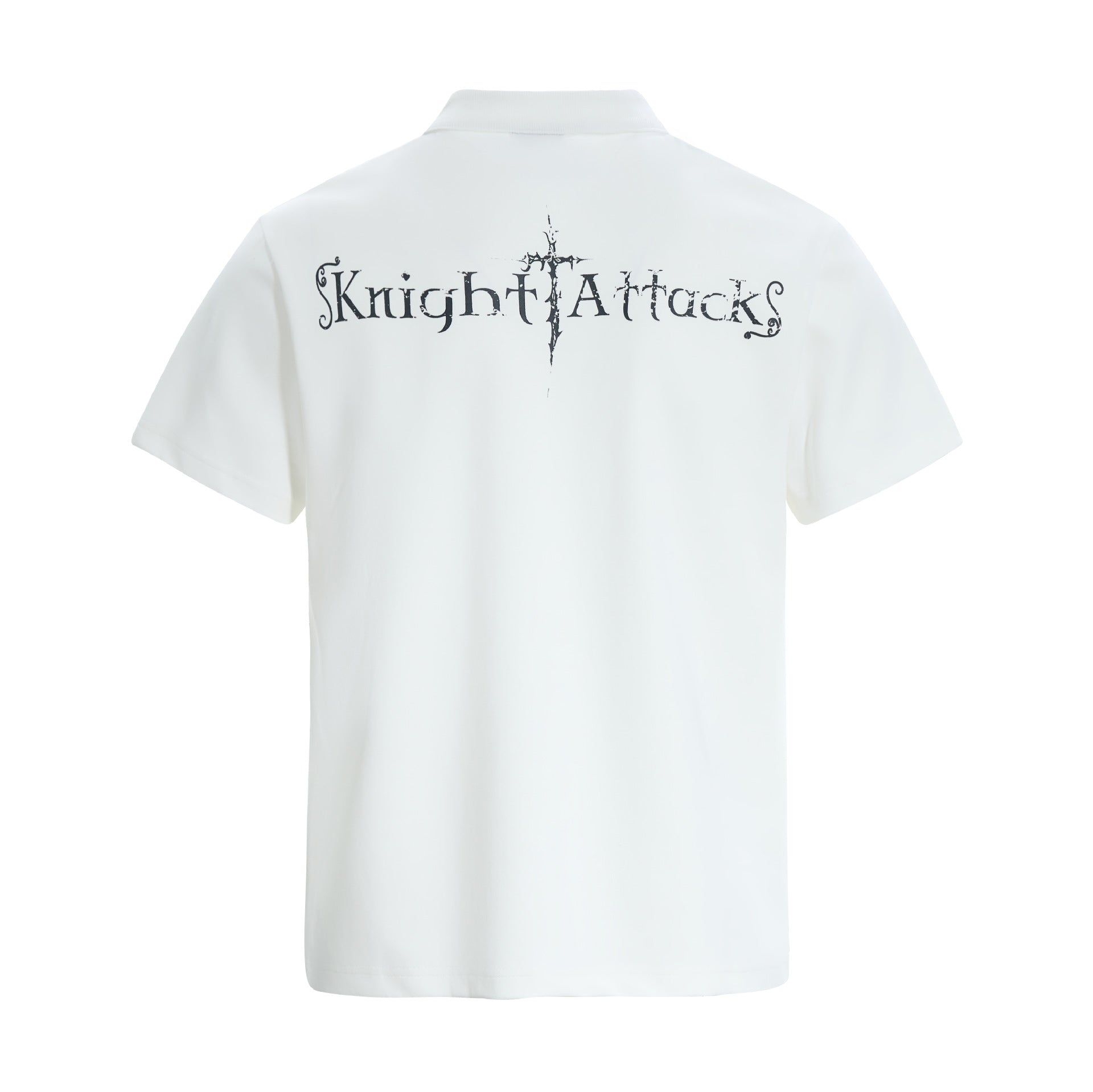 High-Neck Knight Graphic Short Sleeve Polo Shirt