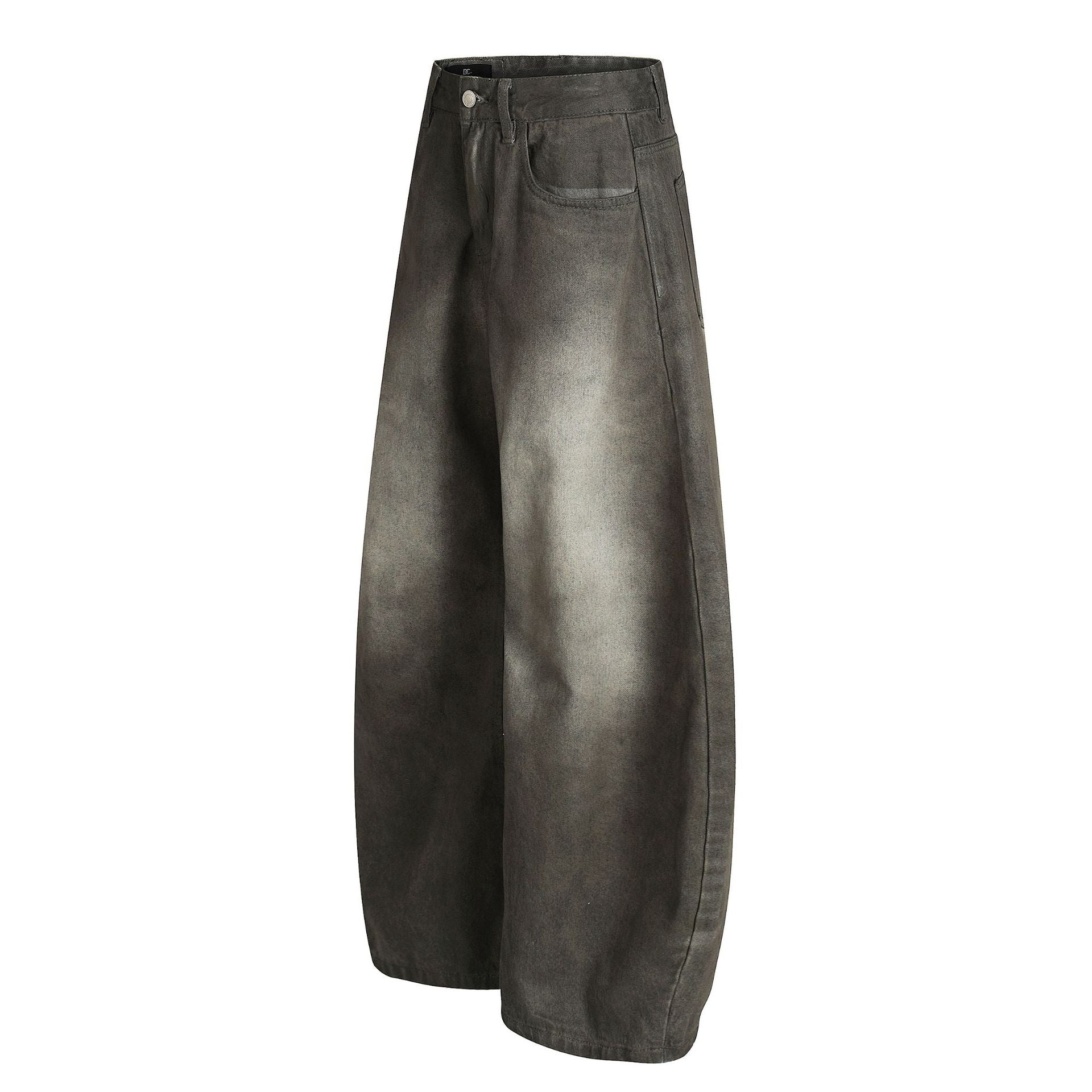 Dirty Washed Curved Denim Jeans