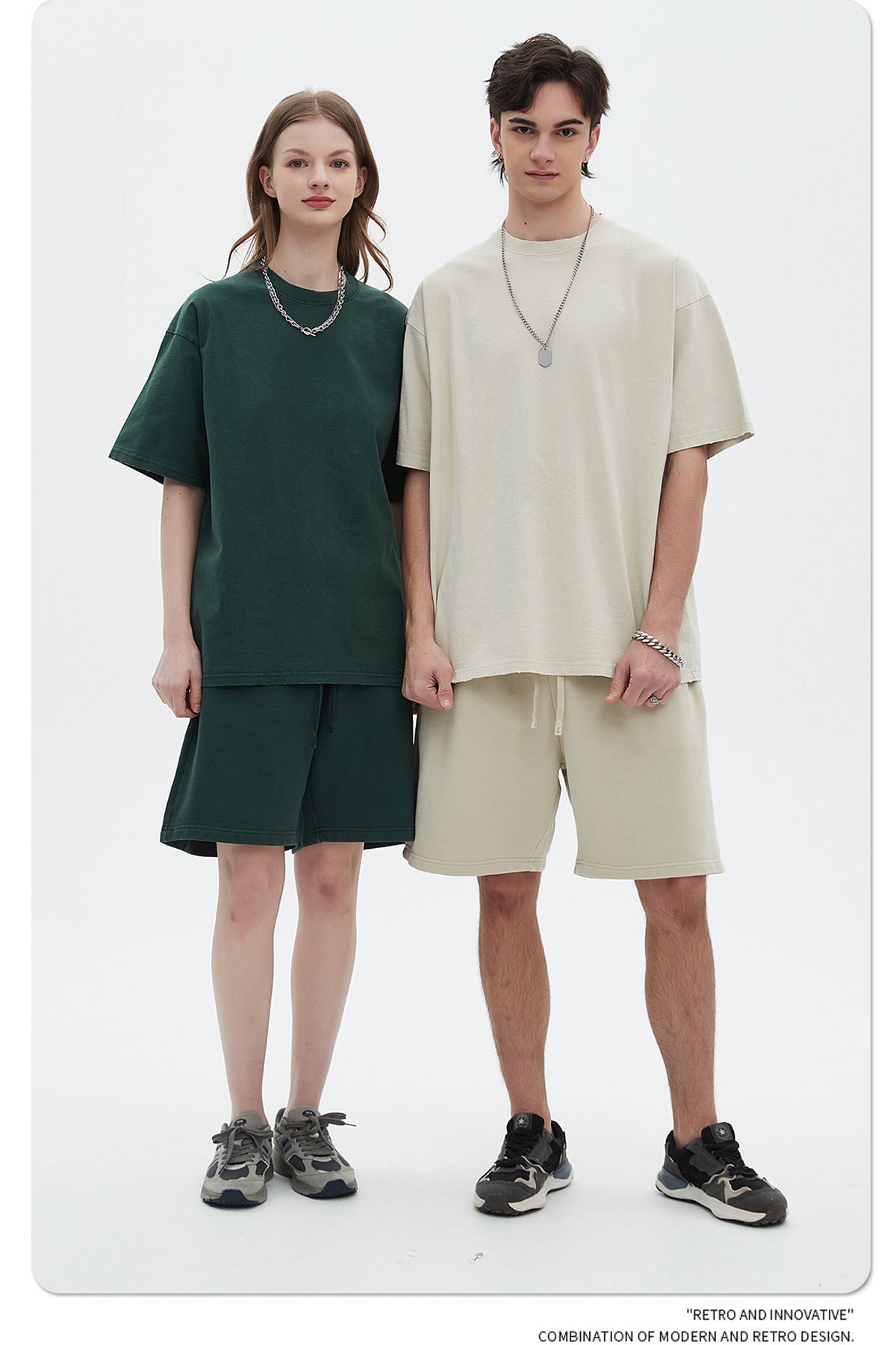 Washed Dyed Oversize Damage Short-sleeve T-shirt & Short Sweatpants Setup