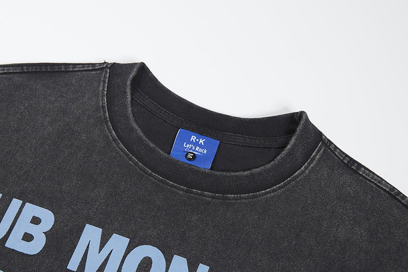 Washed Graphic Letter Print Short Sleeve T-Shirt