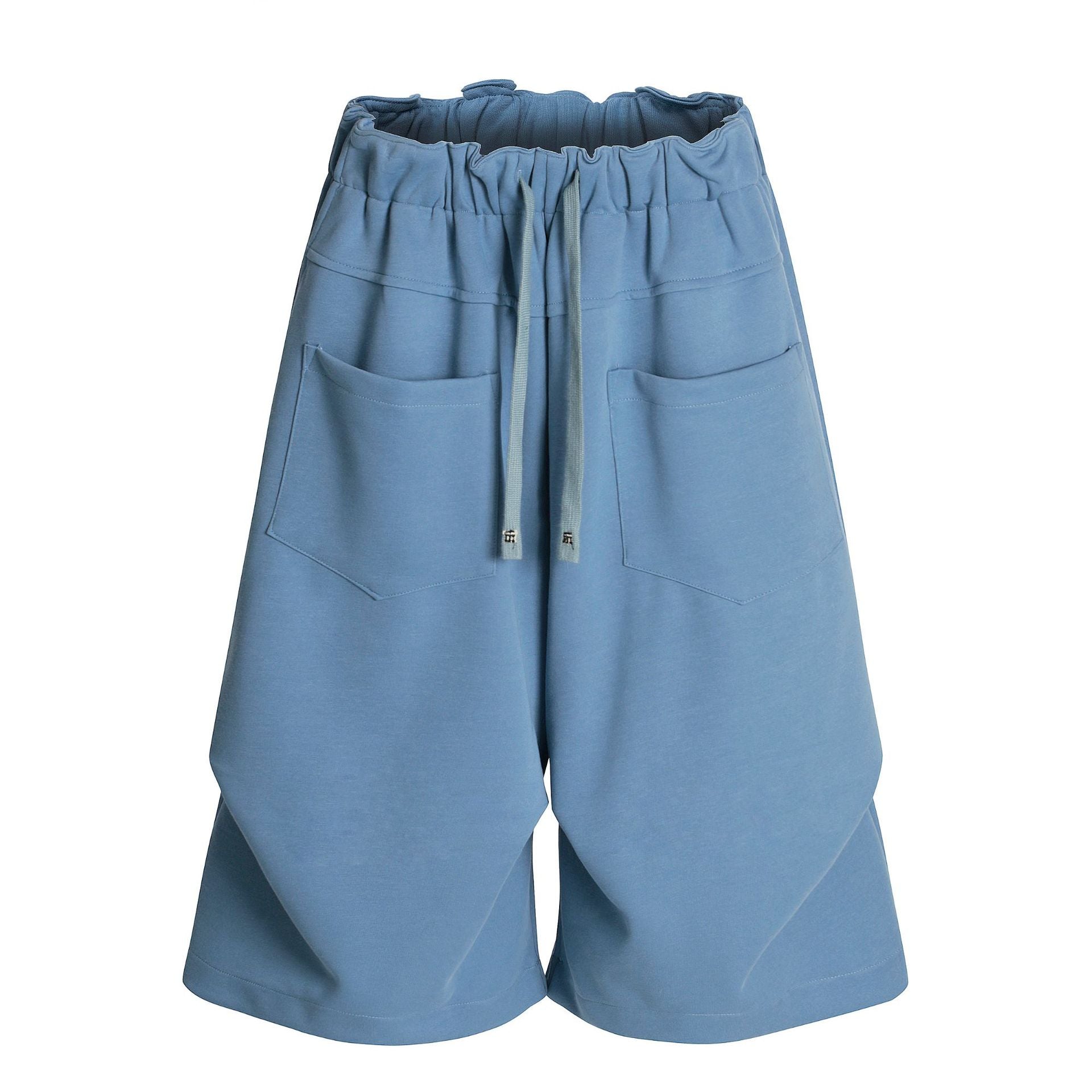 Pleats Panel Wide Leg Half Sweatpants
