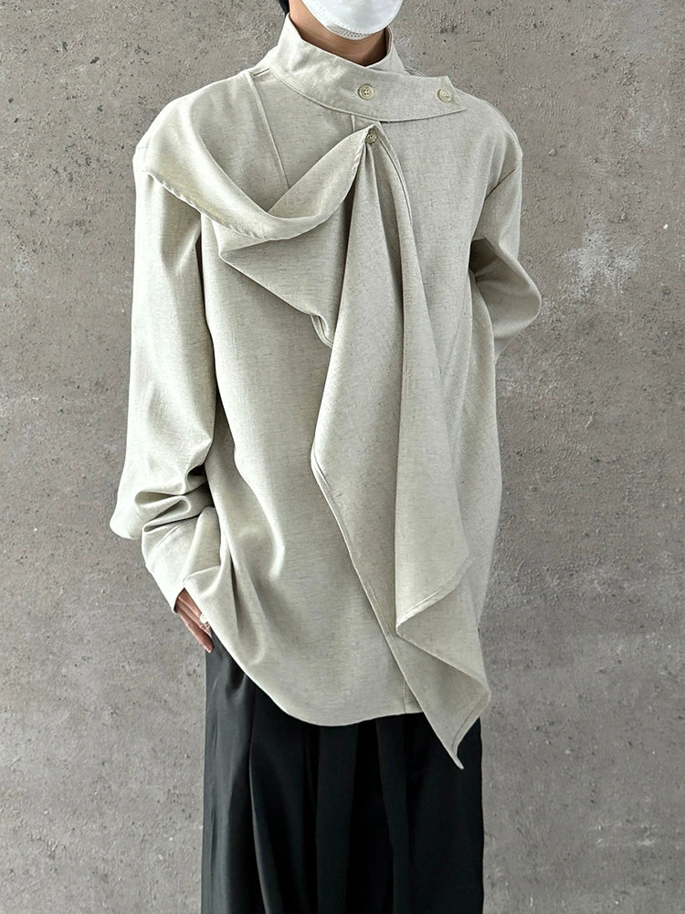 Chinese Style Standing-Collar Long Sleeve Shirt