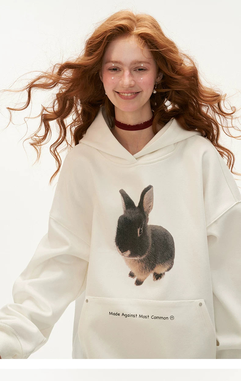 Rabbit Print Loose Hoodie