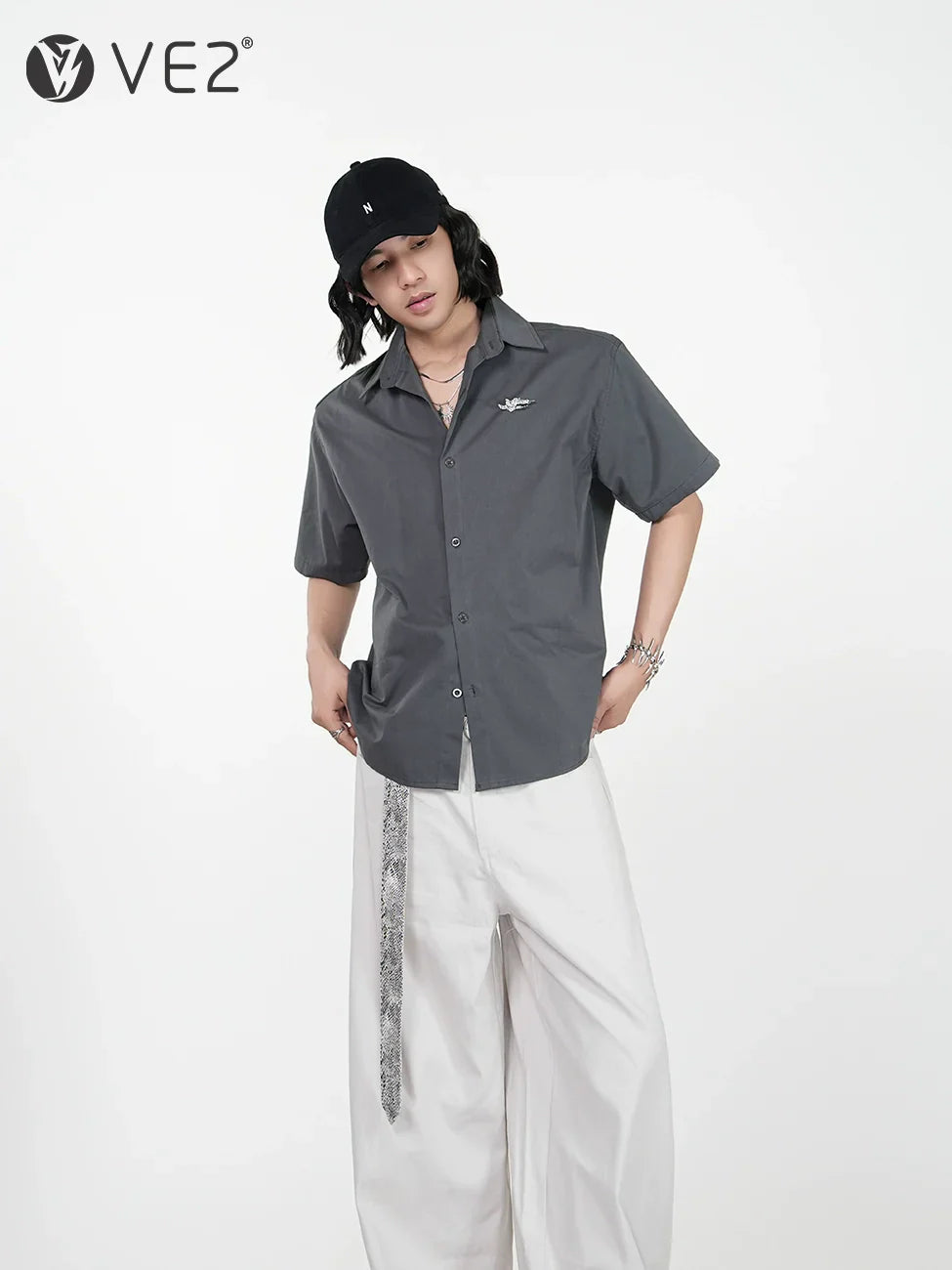Metal Detail Short Sleeve Shirt