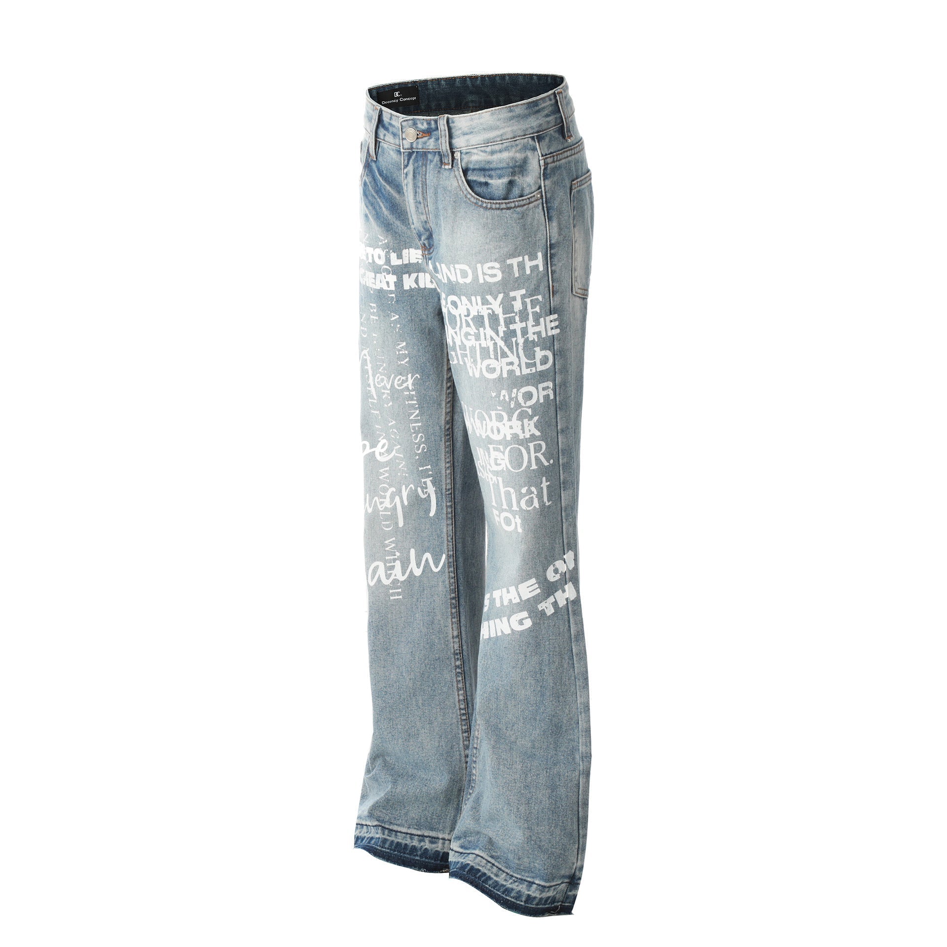 Letter Print Straight Denim Jeans