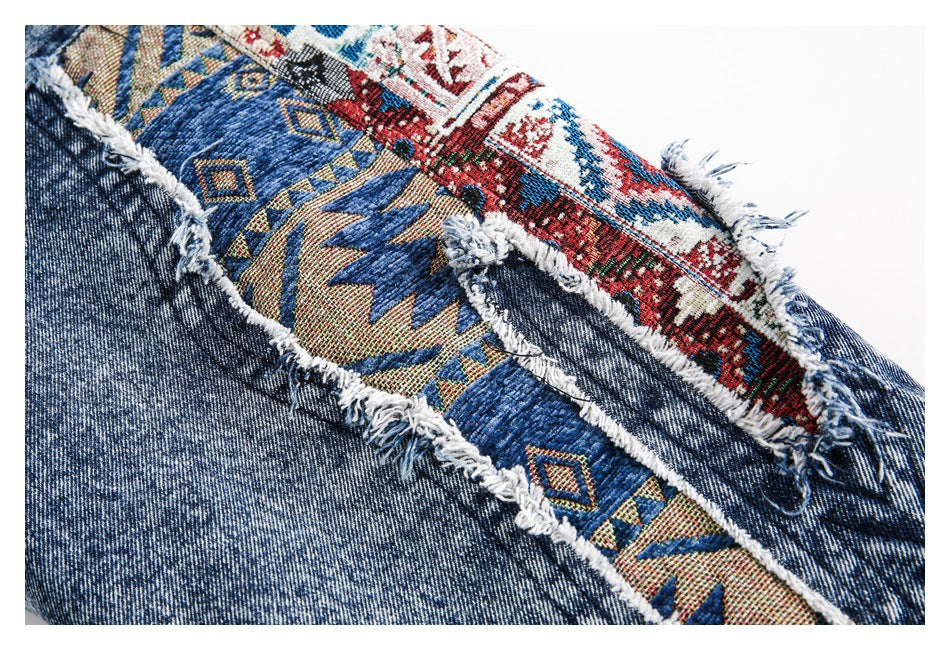 Chaqueta acolchada vaquera de patchwork deconstruida