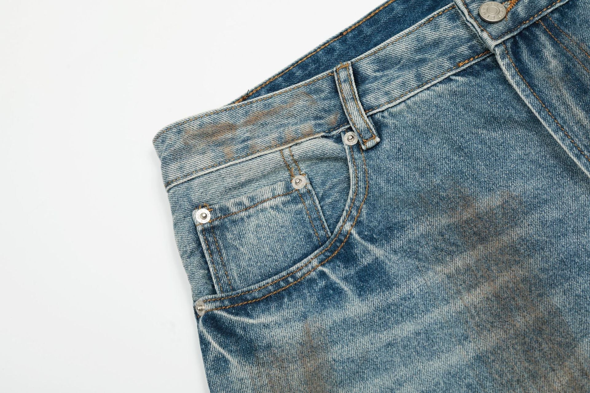 Washed Damage Barrel Denim Jeans