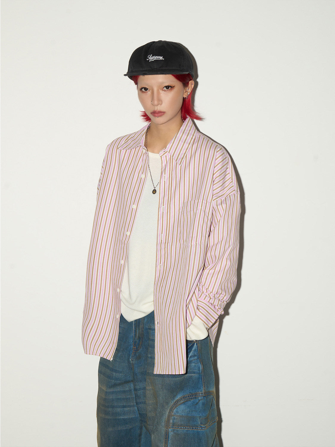 Stripe Oversize Long Sleeve Shirt