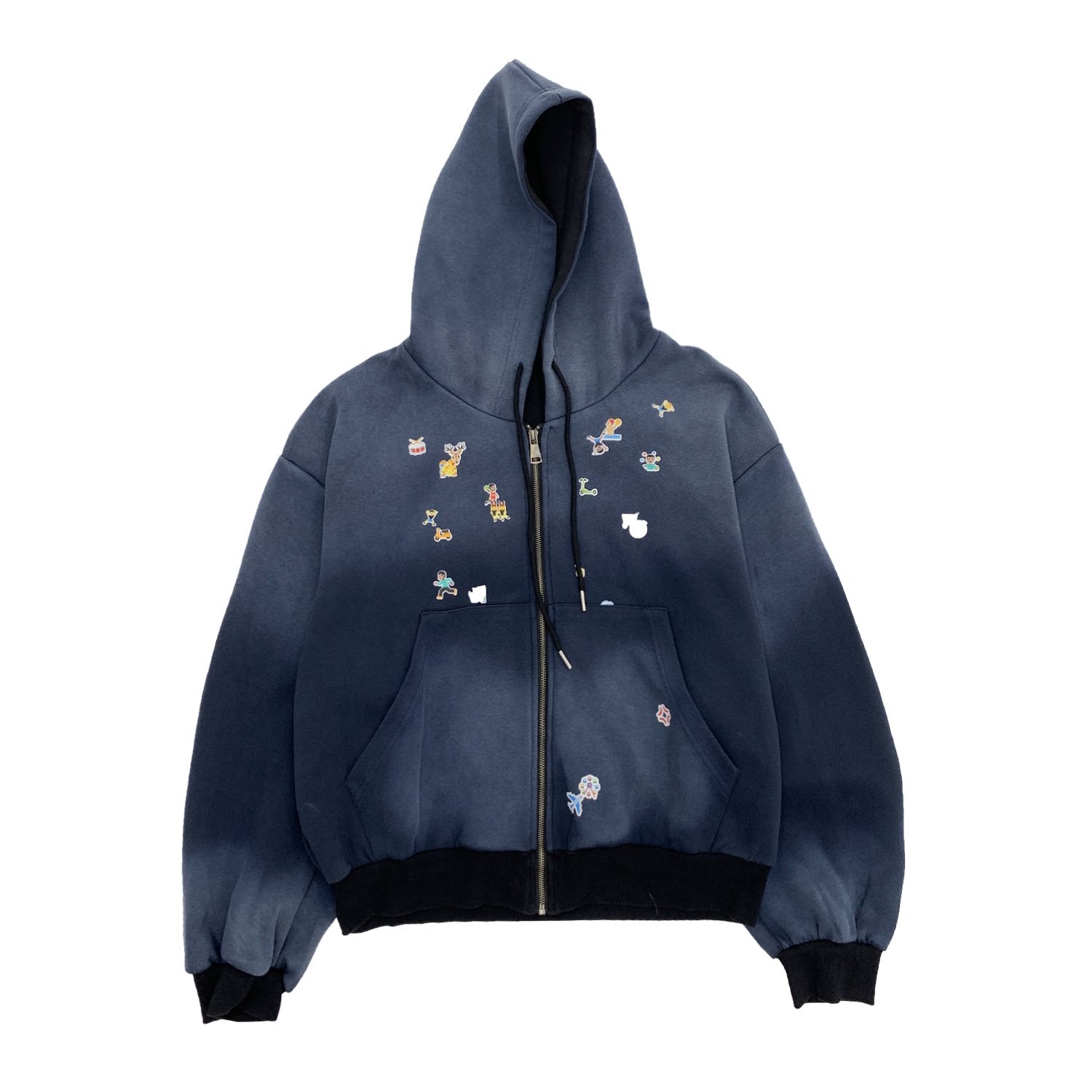 Gradient Embroidery Oversize Zipper Hoodie