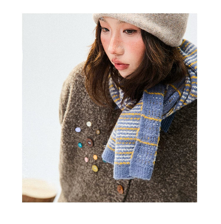 Crew Neck Button-Up Knit Cardigan