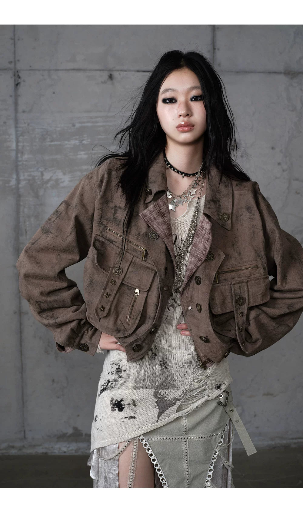 Patchwork Plaid Punk Work Jacket