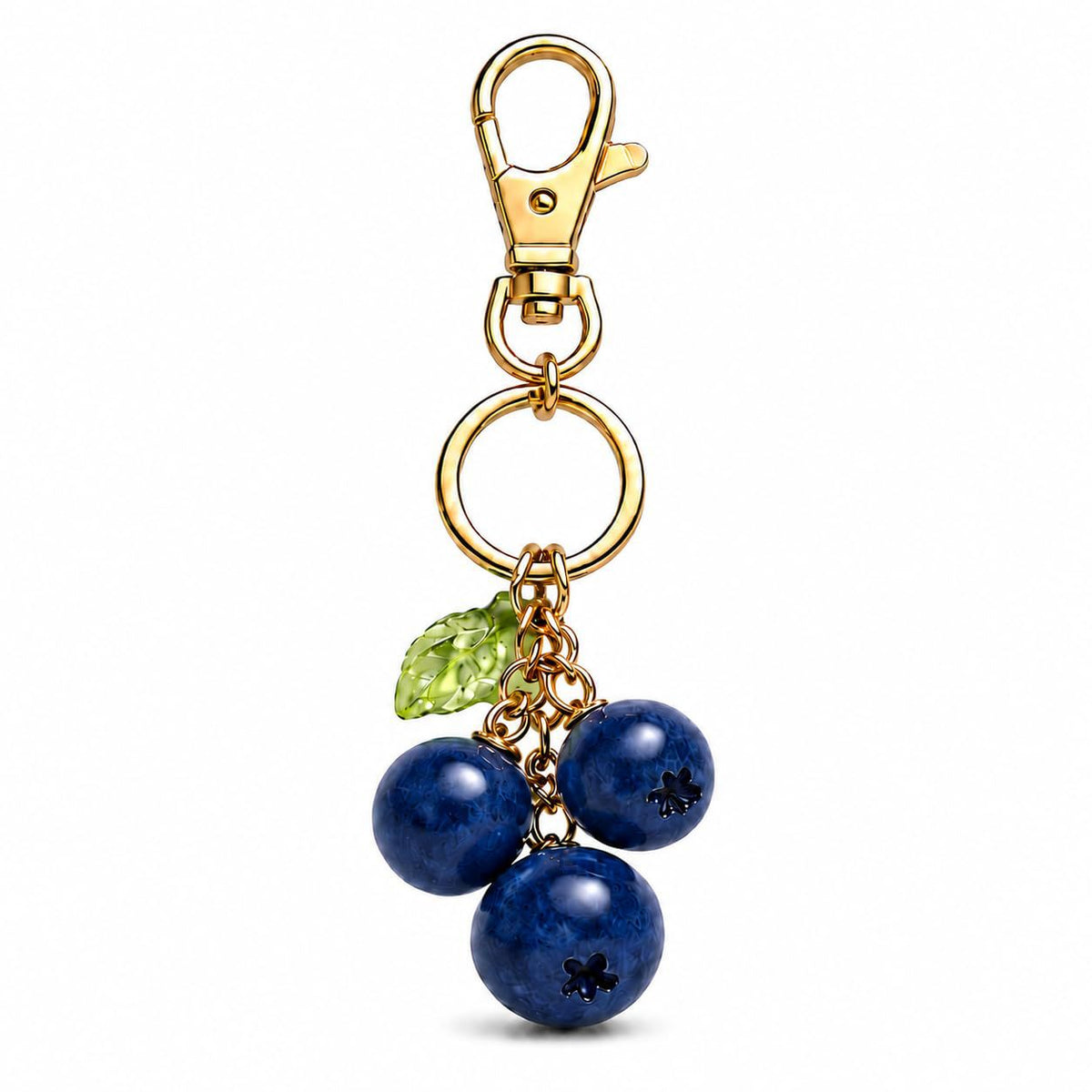 Blueberry keychain with blue fruit charm for backpacks, bags and keys