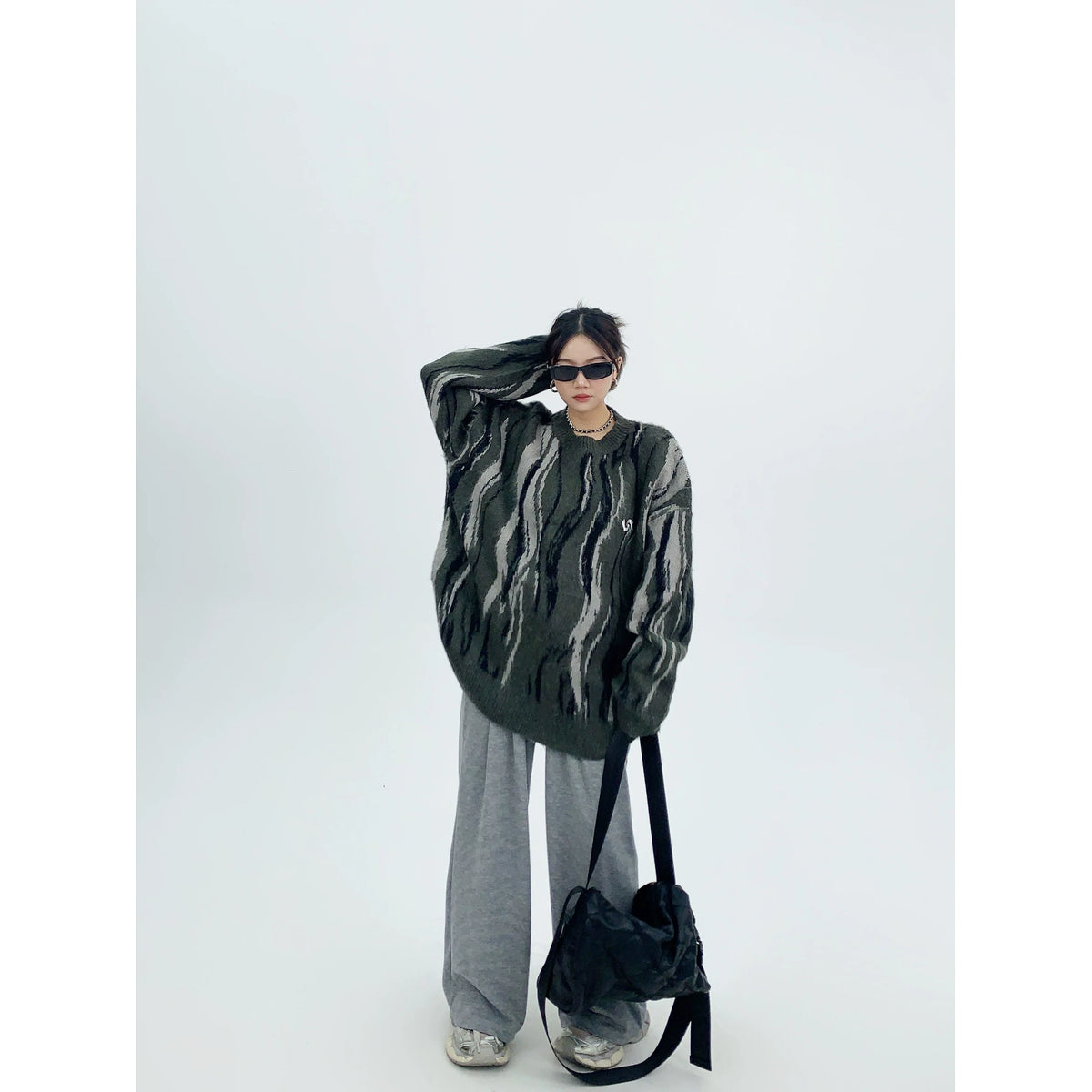 Pull oversize en maille à rayures Mrble