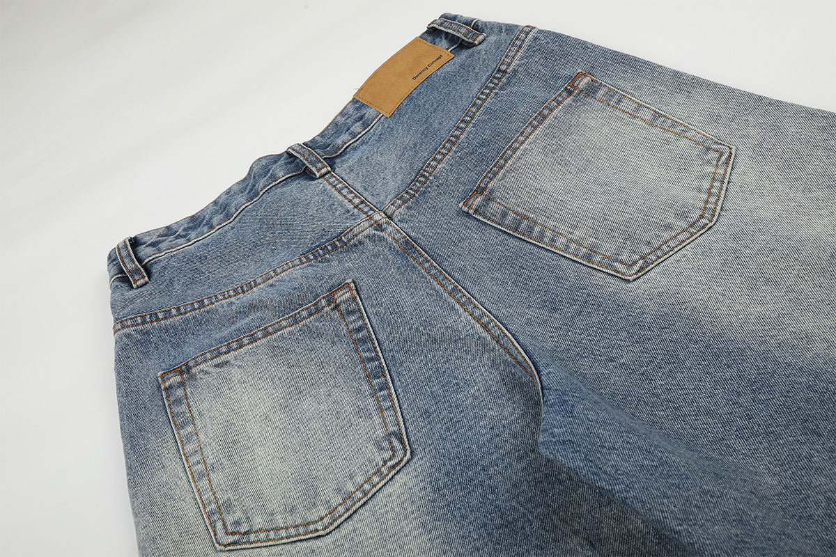 Washed Whisker Denim Jort