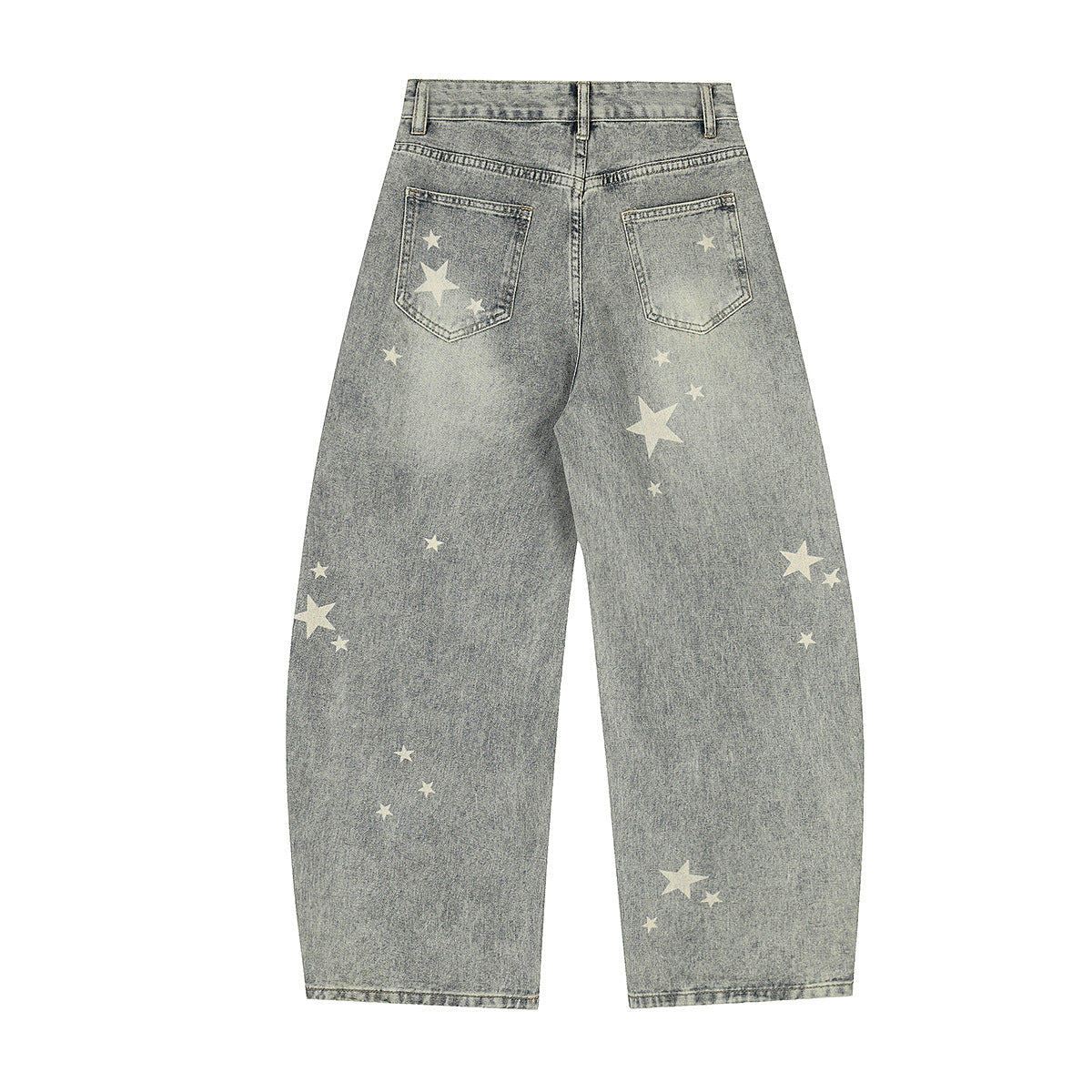 Star Print Curved Denim Jeans