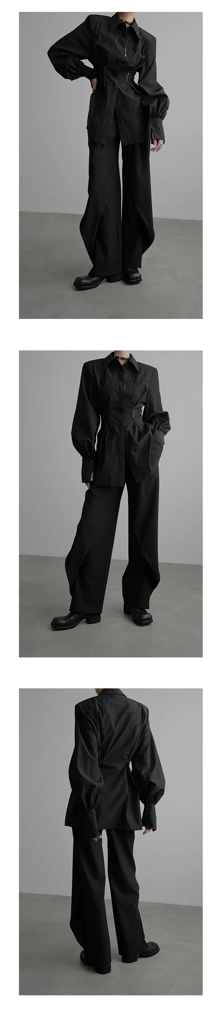 Chemise longue à taille cintrée et fermeture éclair