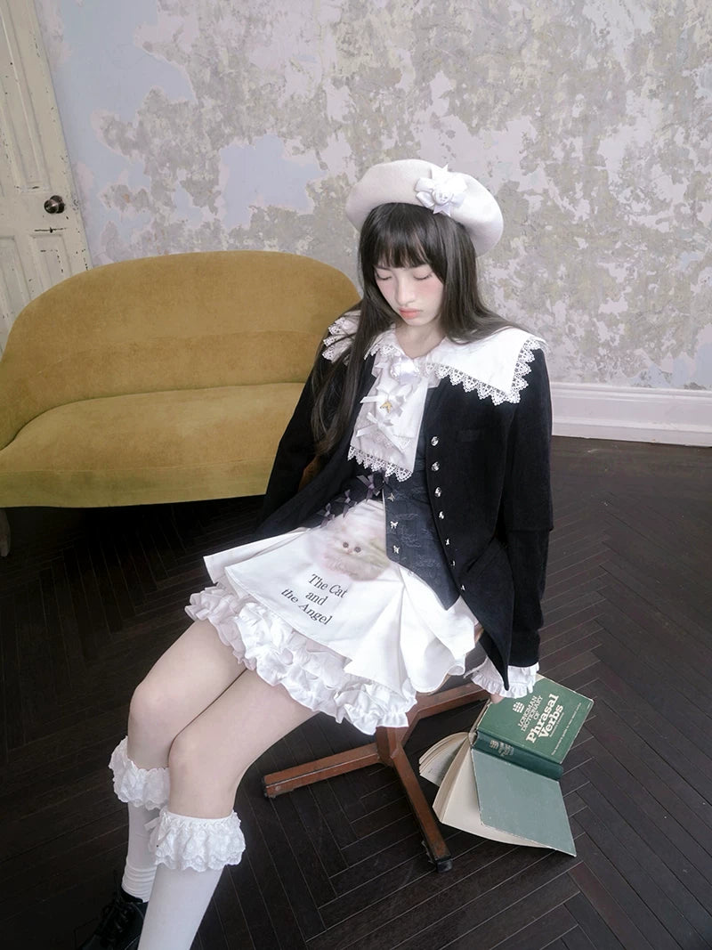 Rose Jacquard Sailor Collar Jacket