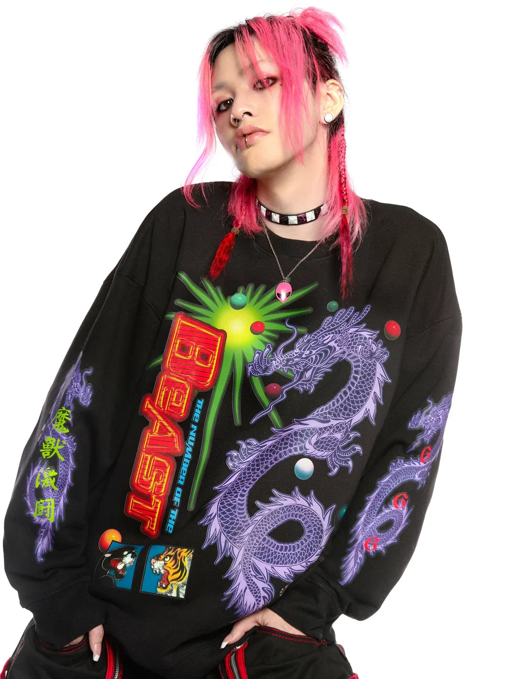 Dragon Art Print Long Sleeve Sweatshirt