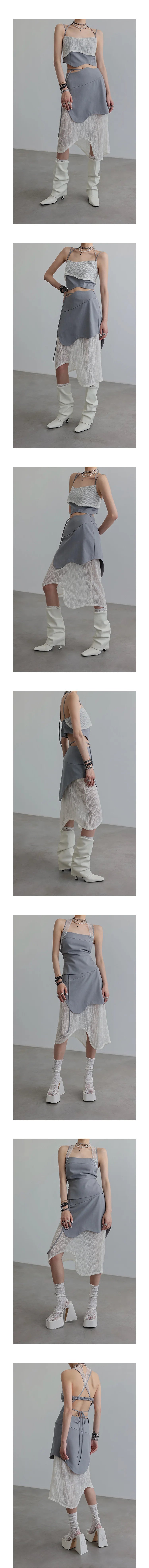 Fake Layered Sheer Lace Skirt