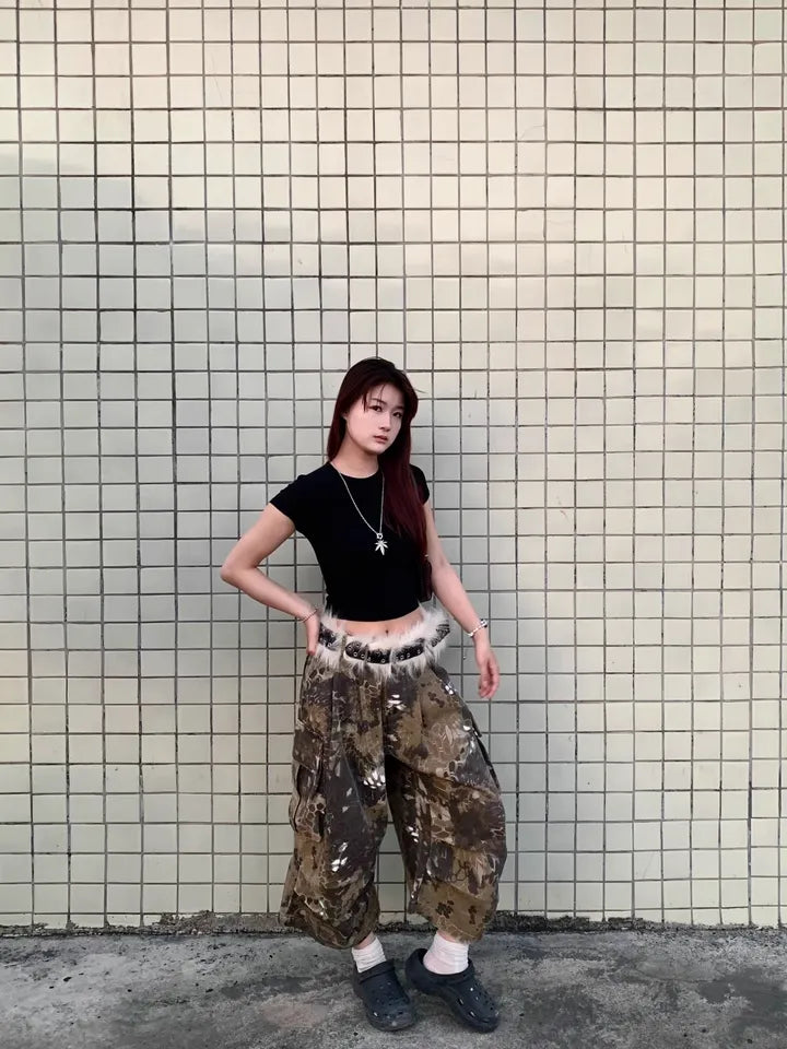 Snake Print Design Cargo Jorts