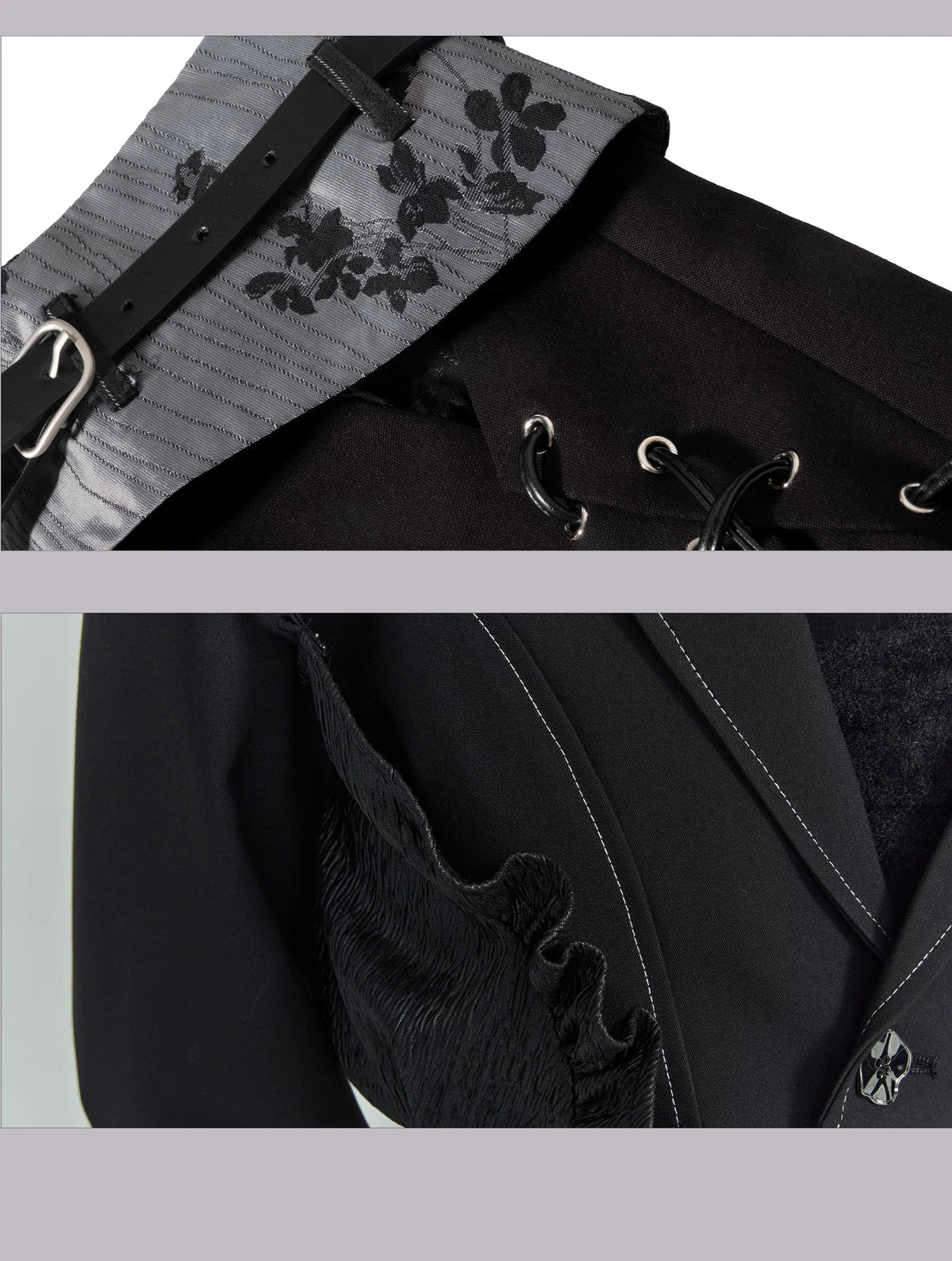 Floral Camisole Bustier & Flare Leg Warmers & Pleats Skirt & Cropped Jacket Setup