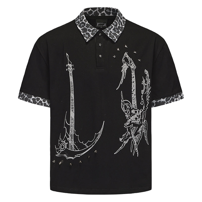 Patch Stud Short Sleeve Polo Shirt