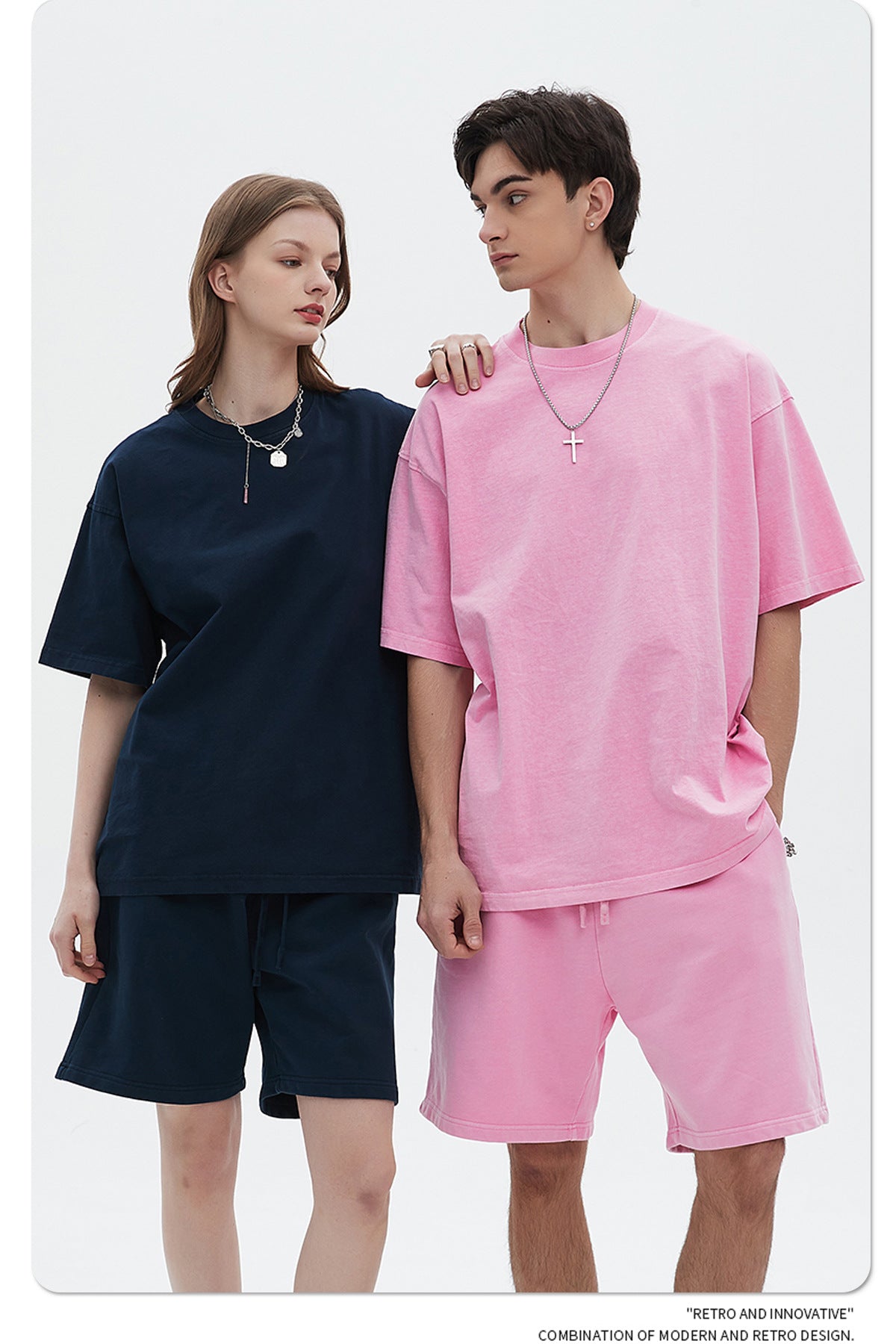 Oversize Washed Short-sleeve-T-shirt & Washed Short Sweatpants Setup