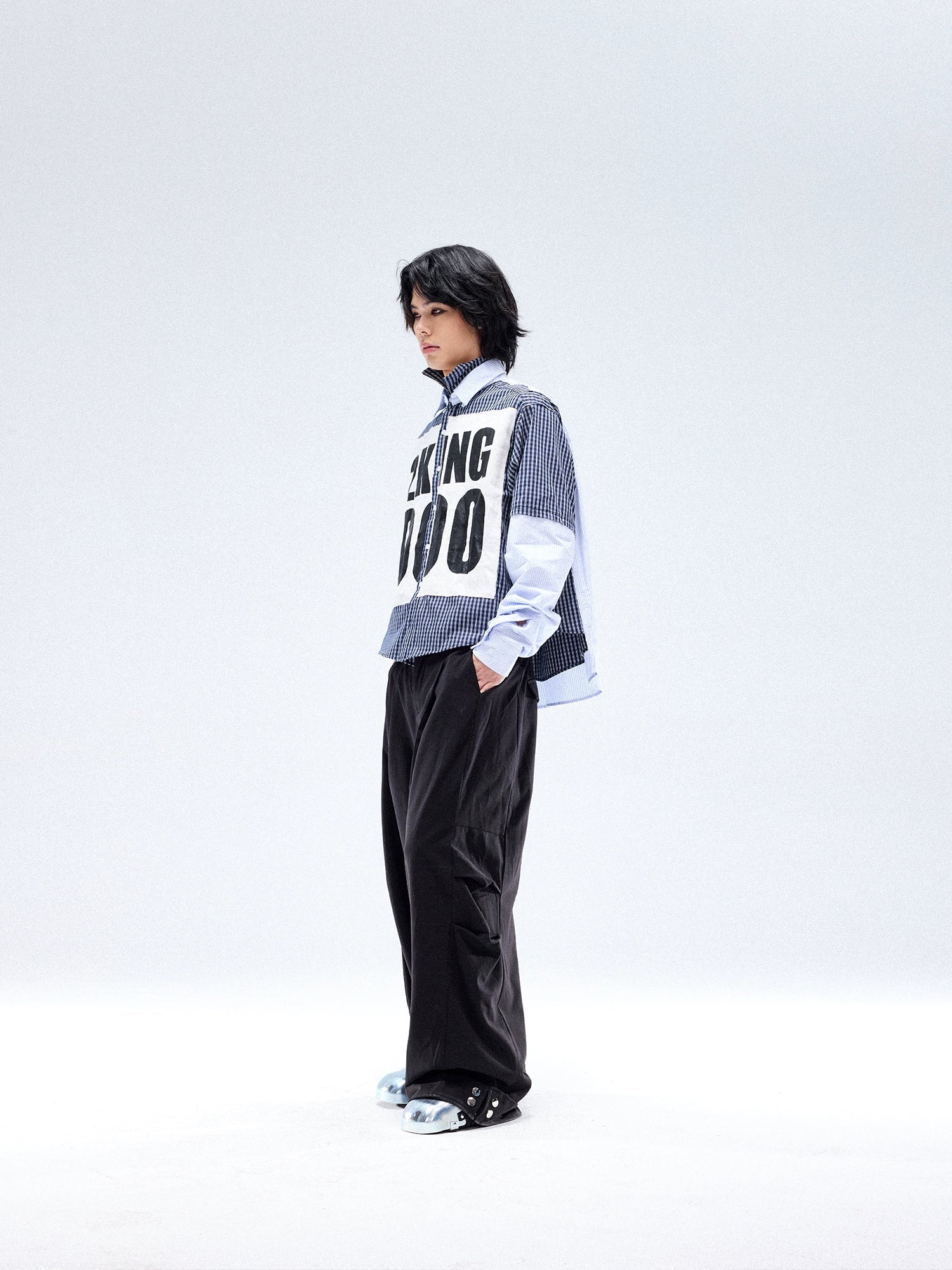 Multi-Layer Irregular Graffiti Design Long Sleeve Shirt