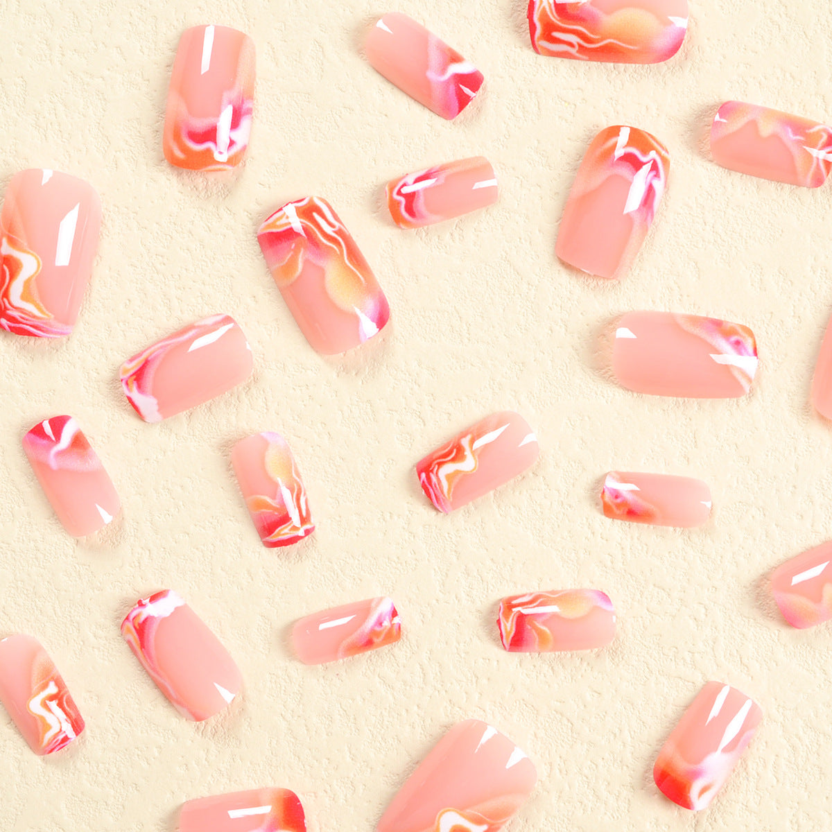 Europe and the United States wear nail red flame gradient wear nail art fake nail nail pieces cross-border exclusive