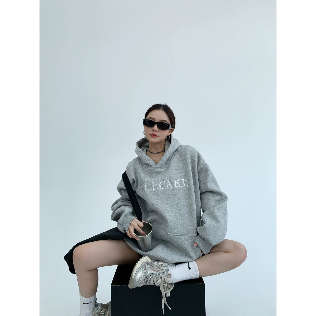 Flower Embroidery Oversized Hoodie