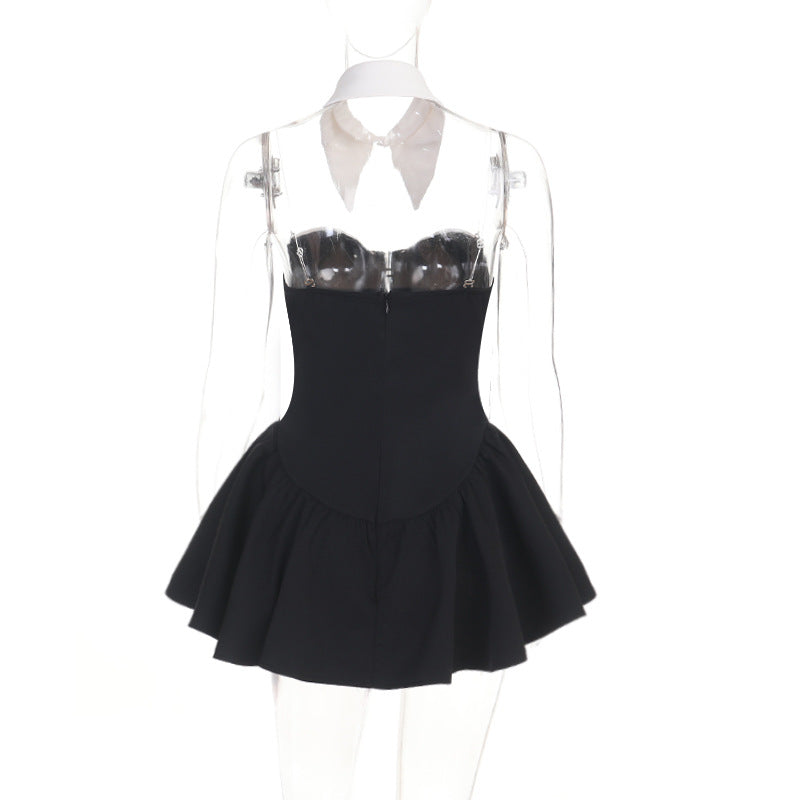 Black & White Halter Corset Mini Dress