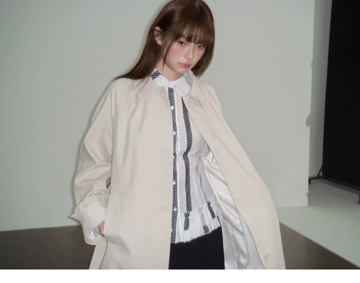 Lyocell Cotton Flower Bud Patchwork Ruffle Coat