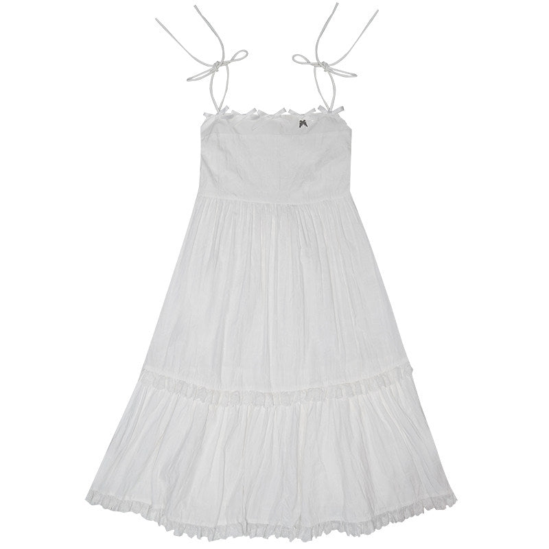 Bow Check Lace Camisole Dress