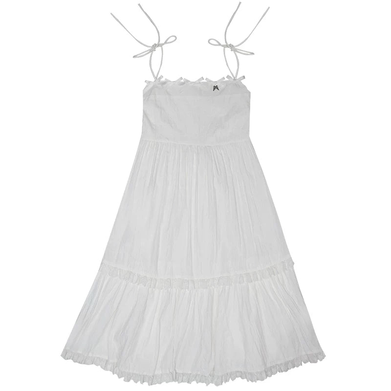 Bow Check Lace Camisole Dress